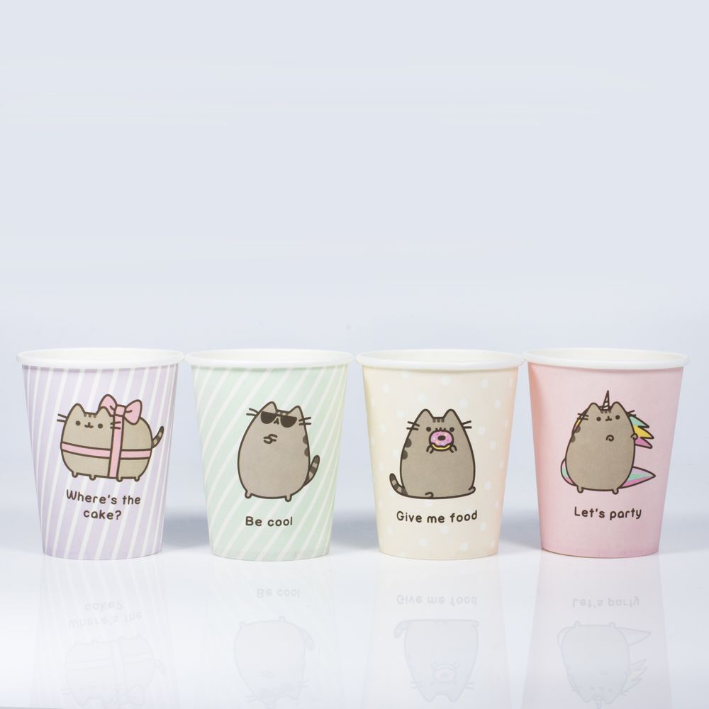 Pusheen Kubki papierowe na urodziny 8 sztuk - Sklep Silvermet.eu